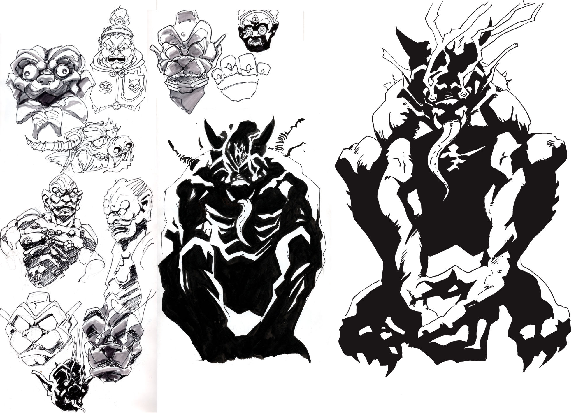 Various sketches of demons