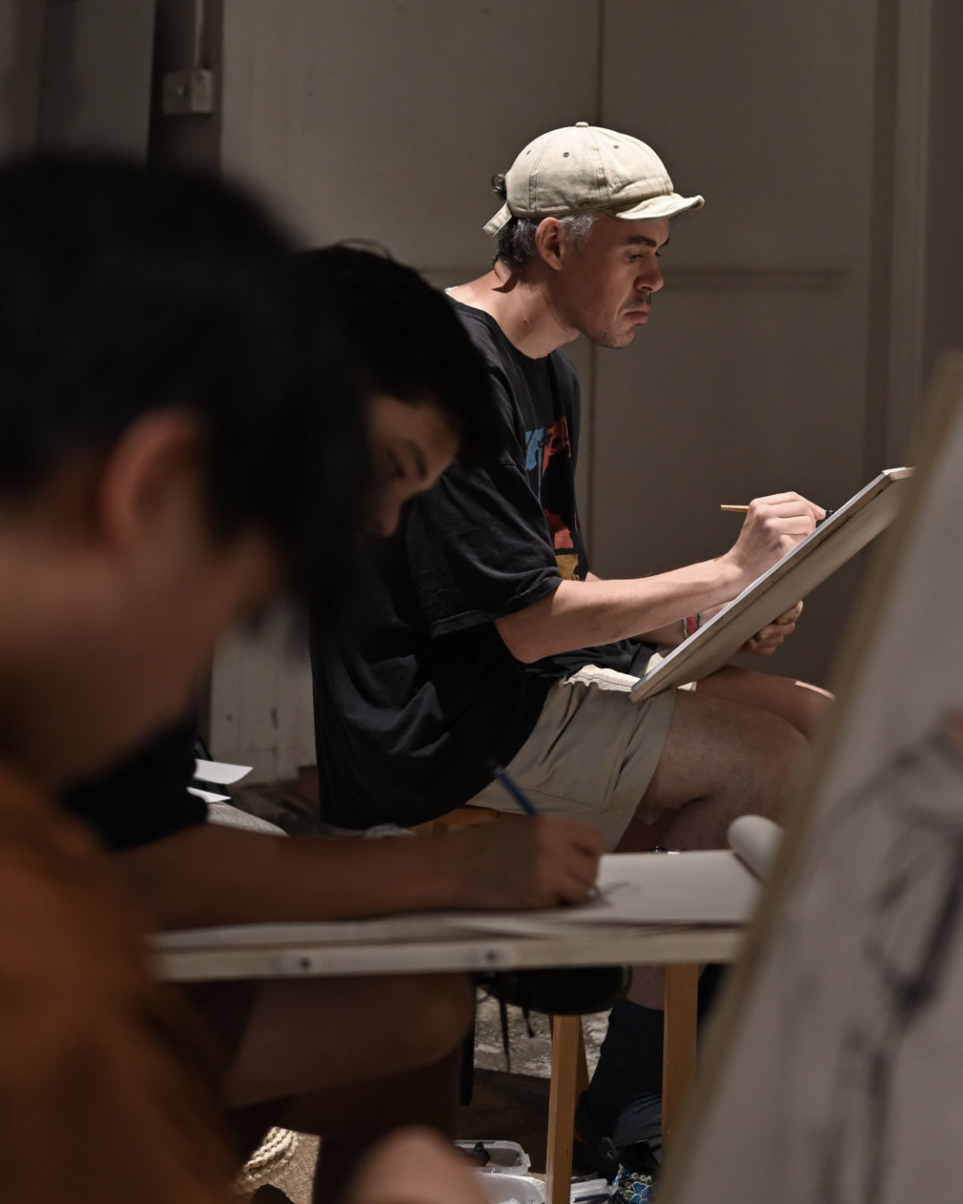 Bren drawing in the Life Room - Studio is NuddHK
