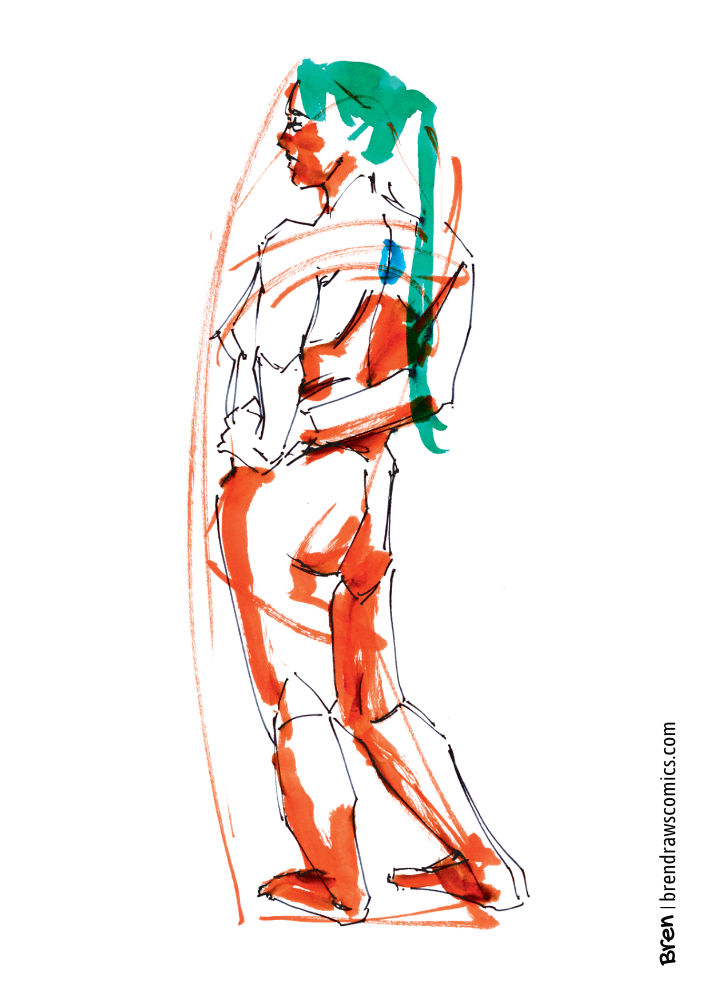 Life drawing of a standing female figure 